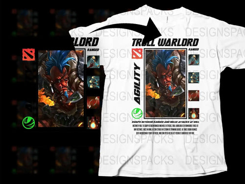 Troll Warlord Gaming T-Shirt, Dota 2 Inspired Graphic Tee, Men's Cool Gamer Apparel, Unique Video Game Clothing Gift
