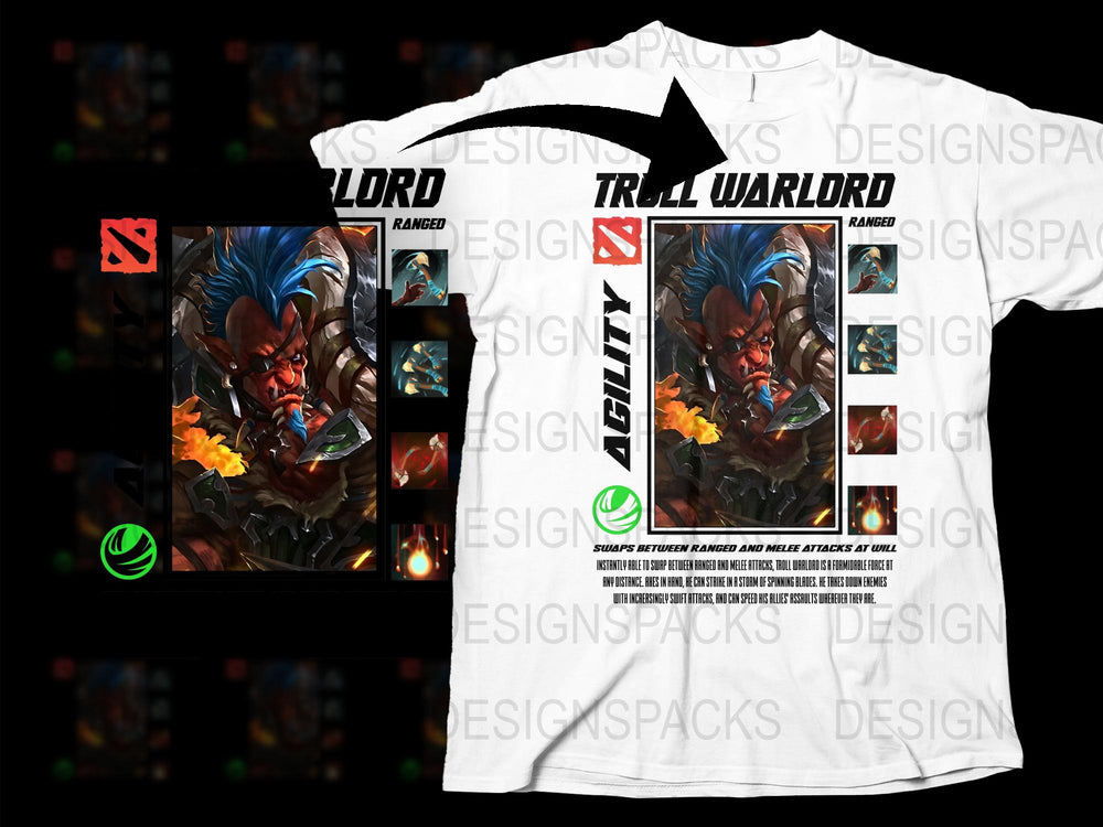 Troll Warlord Gaming T-Shirt, Dota 2 Inspired Graphic Tee, Men's Cool Gamer Apparel, Unique Video Game Clothing Gift