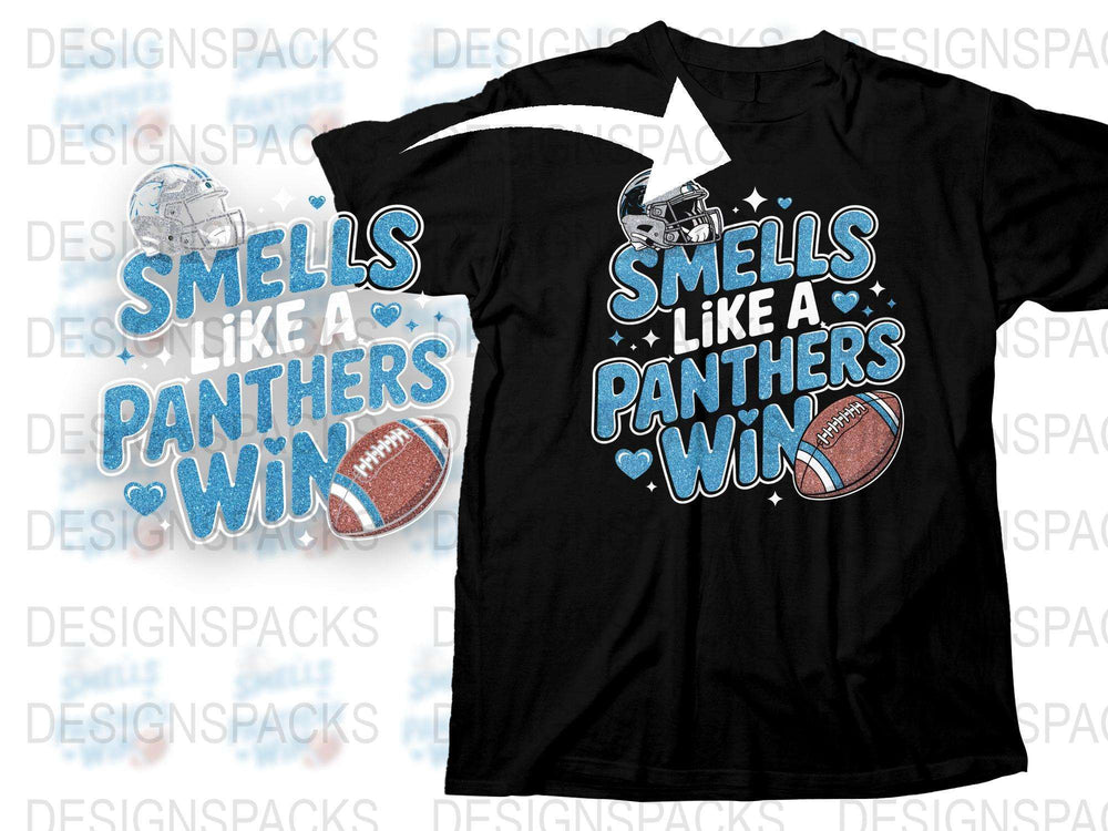 Panthers Win T-Shirt, Football Graphic Tee, Sports Fan Apparel, Casual Black Shirt