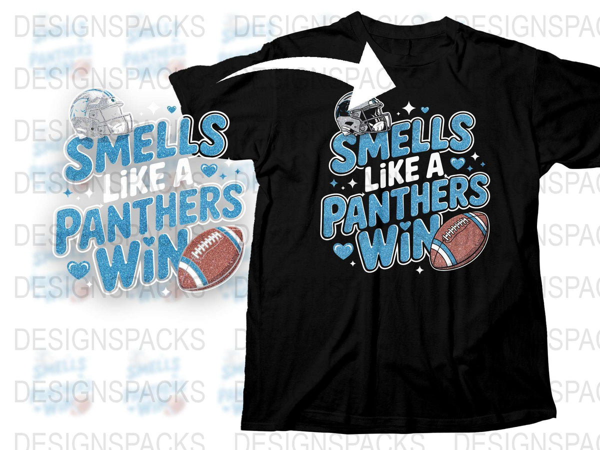 Panthers Win T-Shirt, Football Graphic Tee, Sports Fan Apparel, Casual Black Shirt