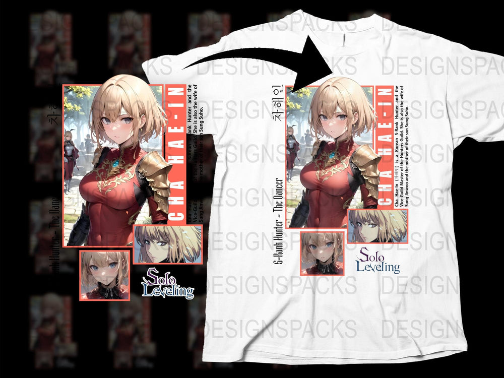 Solo Leveling Cha Hae-In Anime T-Shirt, Korean Webtoon Inspired Graphic Tee, Unisex Manga Shirt, Casual Otaku Apparel, Gift Idea