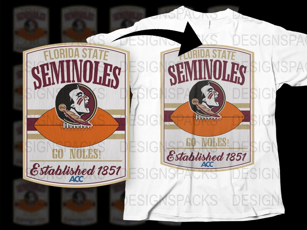 Florida State Seminoles T-Shirt, Vintage Logo Design, College Football Apparel, FSU Fan Gear, Established 1851, ACC Sports Merchandise