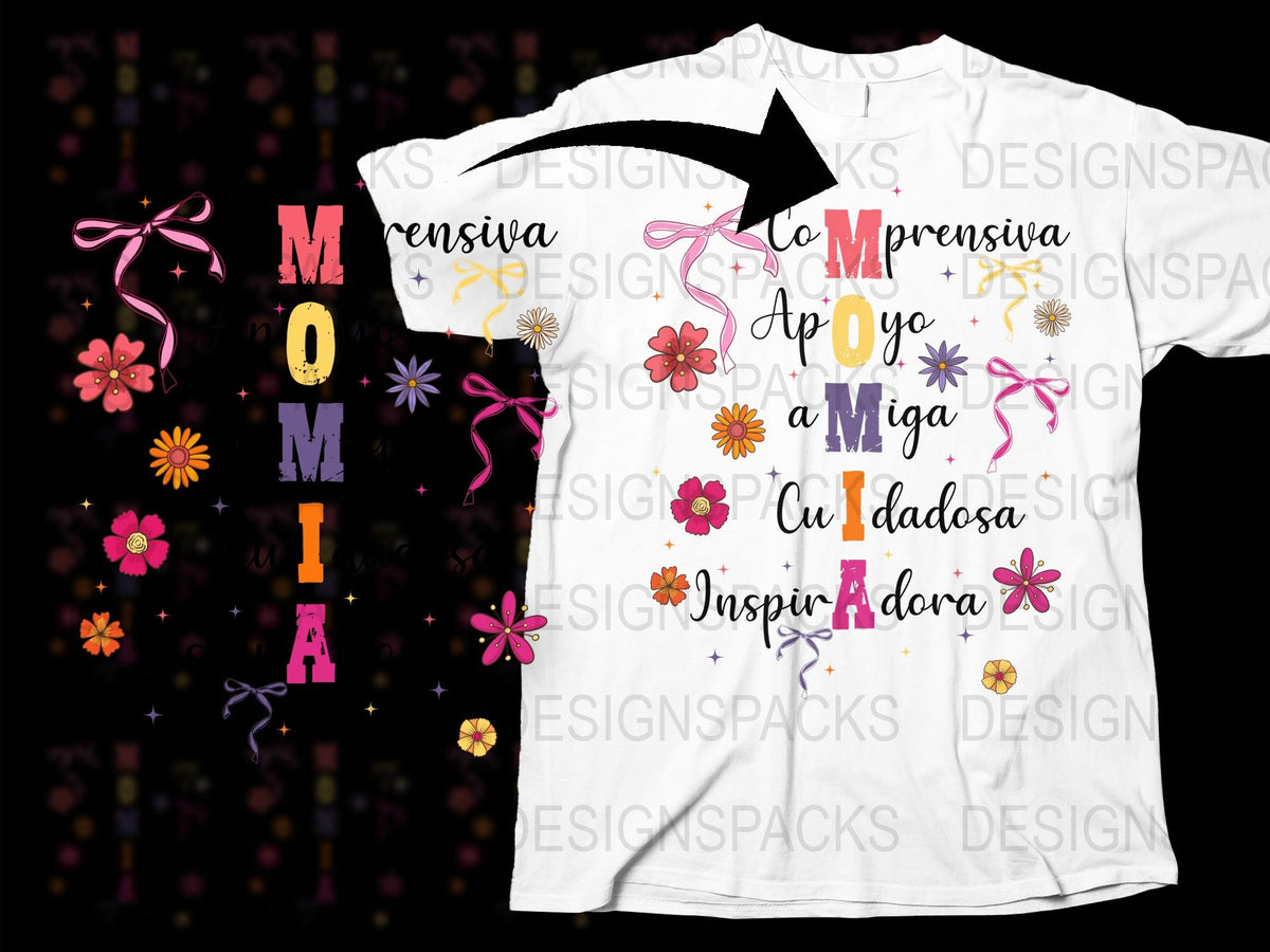 Colorful Mom Inspired T-Shirt, Floral Spanish Text Design, Gift for Her, Casual Women's Fashion Top