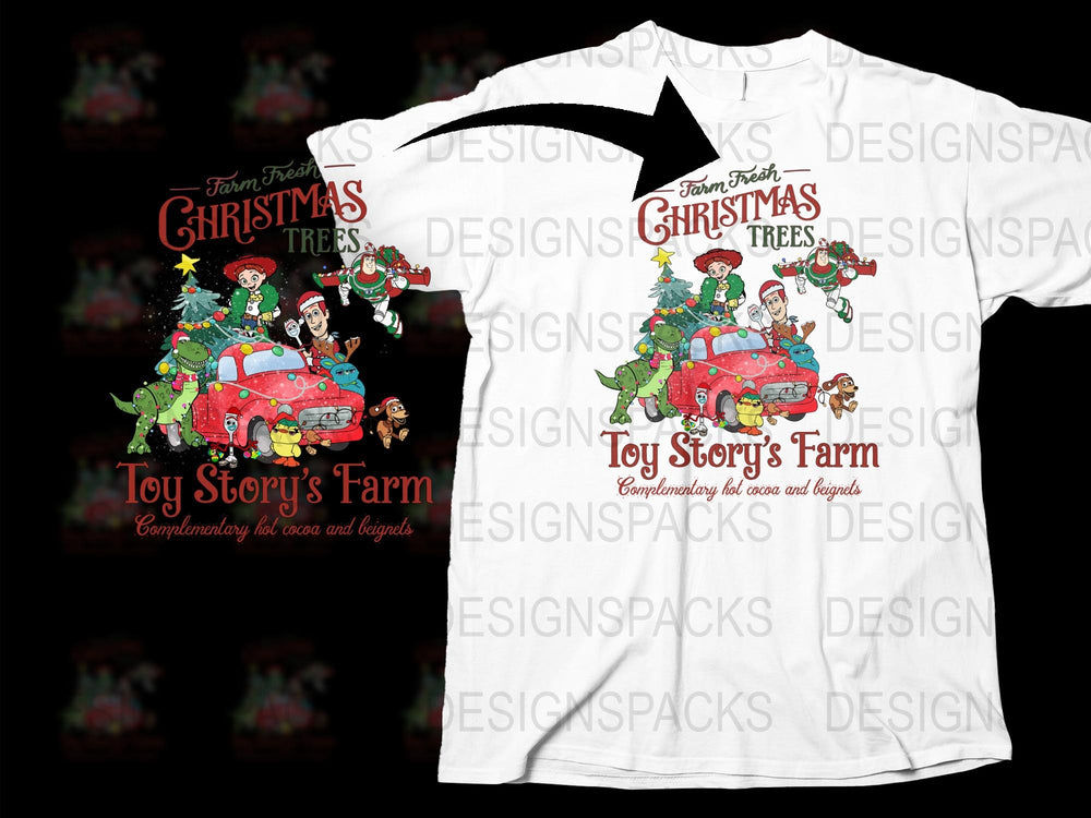 Toy Story's Farm Christmas Tree Vintage Truck T-Shirt, Family Holiday Apparel, Fun Festive Graphic Tee