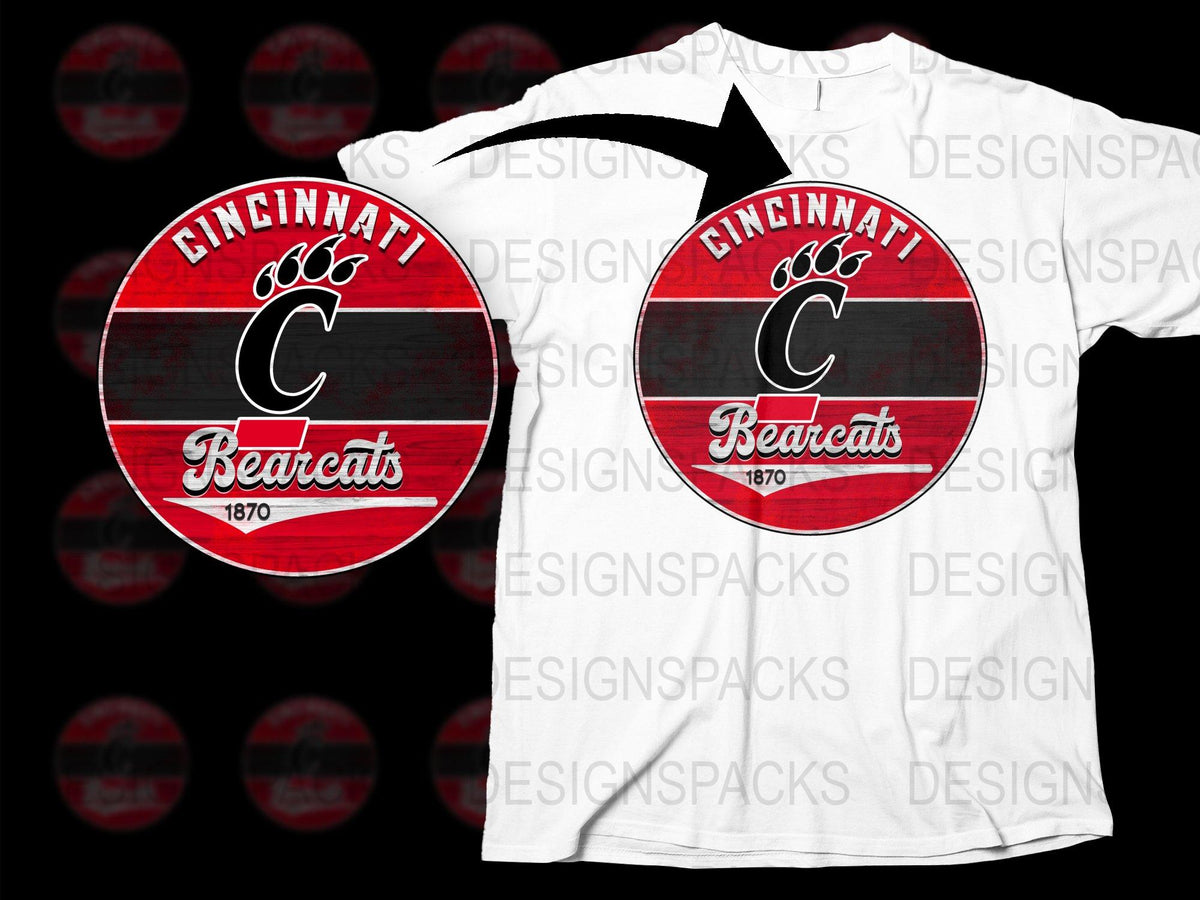 Cincinnati Bearcats 1870 Logo T-Shirt, Vintage College Sports Apparel, Red and White Graphic Tee, Unisex Sizes Available