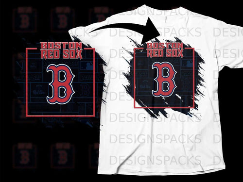Boston Red Sox Logo with Black Paint Splash Shirt