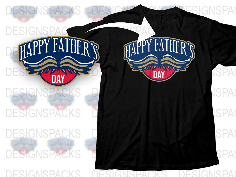 Happy Father's Day T-Shirt, Classic Winged Logo Design, Father's Day Gift, Dad Tee, Black Cotton Shirt, Men's Fashion, Holiday Apparel