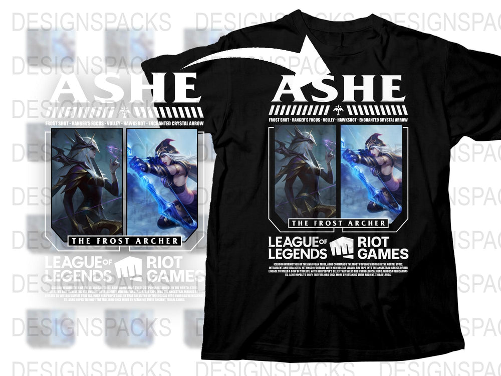 League of Legends Ashe T-Shirt, Frost Archer Graphic Tee, Gamer Apparel, Riot Games Merchandise