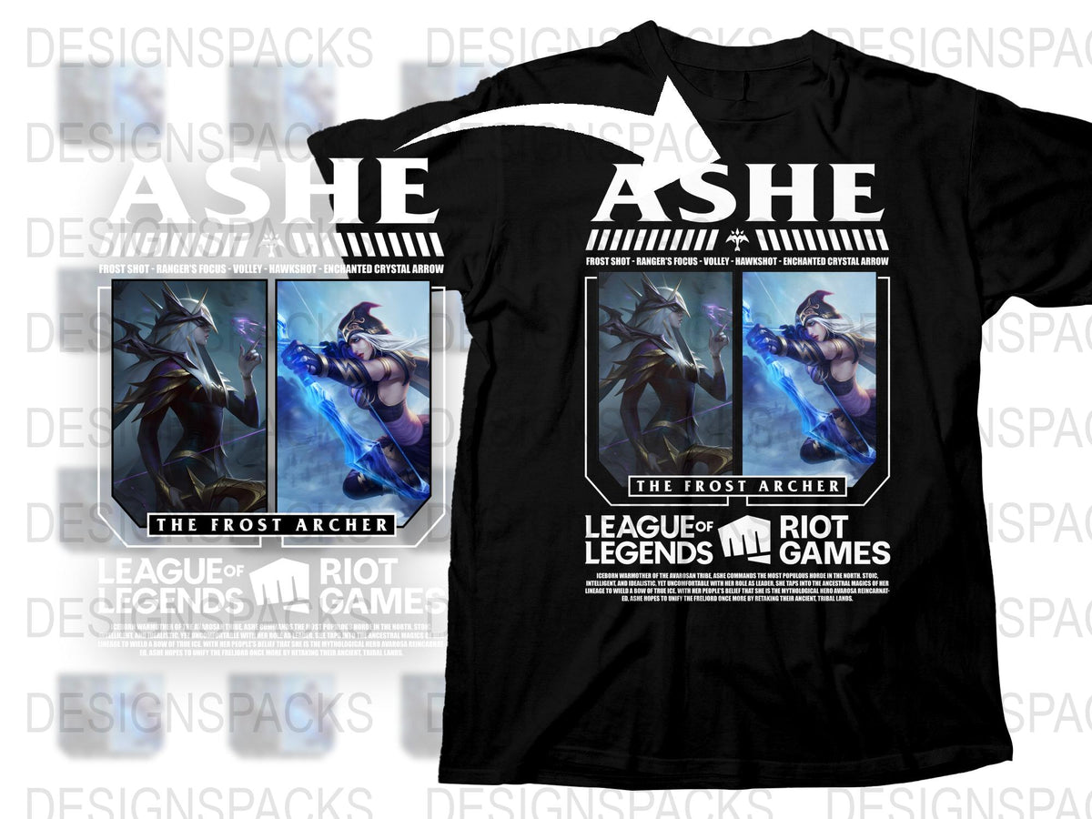 League of Legends Ashe T-Shirt, Frost Archer Graphic Tee, Gamer Apparel, Riot Games Merchandise
