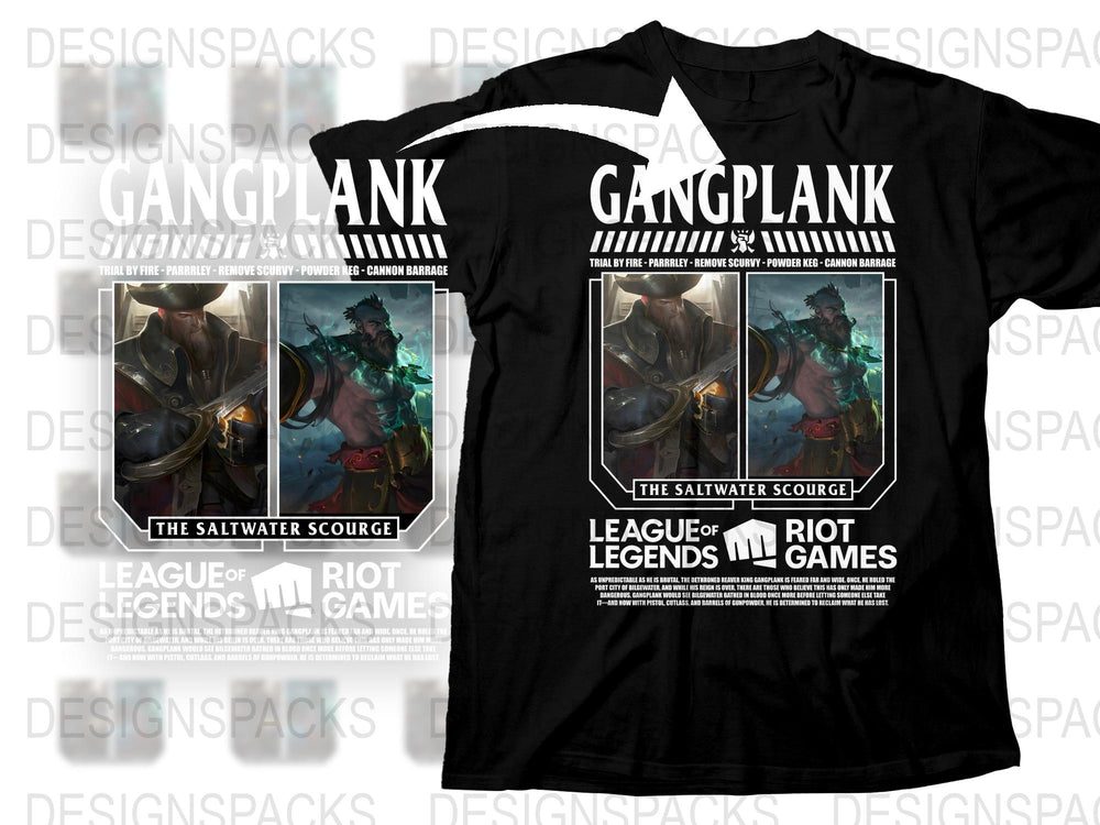 League of Legends Gangplank T-Shirt, The Saltwater Scourge, Riot Games Merch, Gamer Clothing Gift