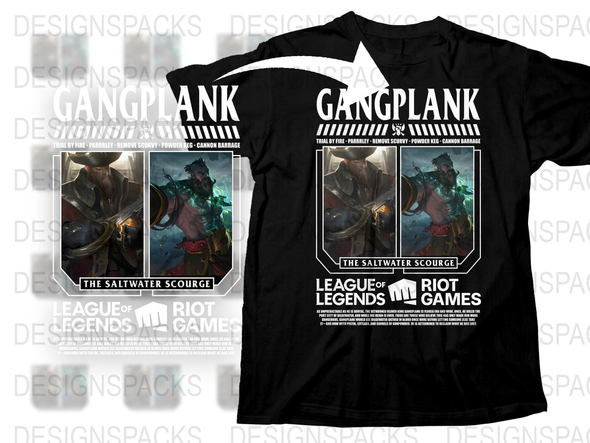 League of Legends Gangplank T-Shirt, The Saltwater Scourge, Riot Games Merch, Gamer Clothing Gift