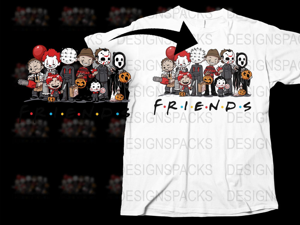 Horror Movie Friends T-Shirt, Halloween Group Costume Tee, Unisex Horror Character Shirt
