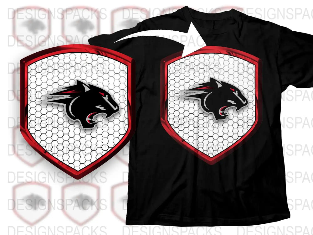 Graphic Horse Shield Design T-Shirt, Black Cotton Tee, Modern Equestrian Style, Casual Wear for Men and Women