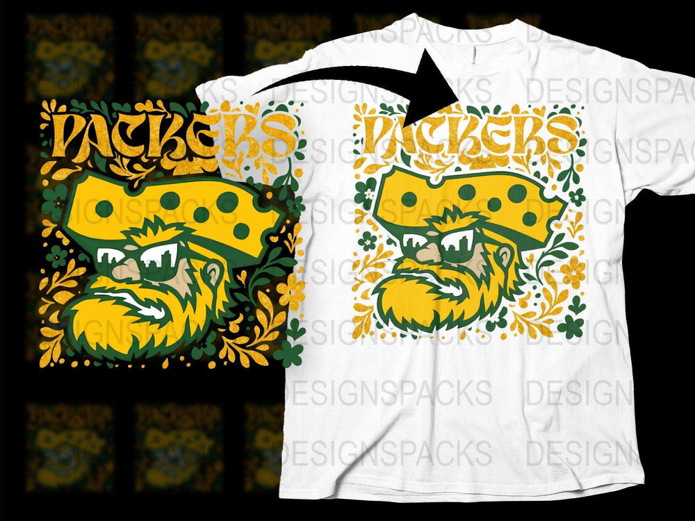 Green Bay Packers Cheesehead Graphic T-Shirt, Wisconsin Football Fan Apparel, Unique Sports Gift Idea