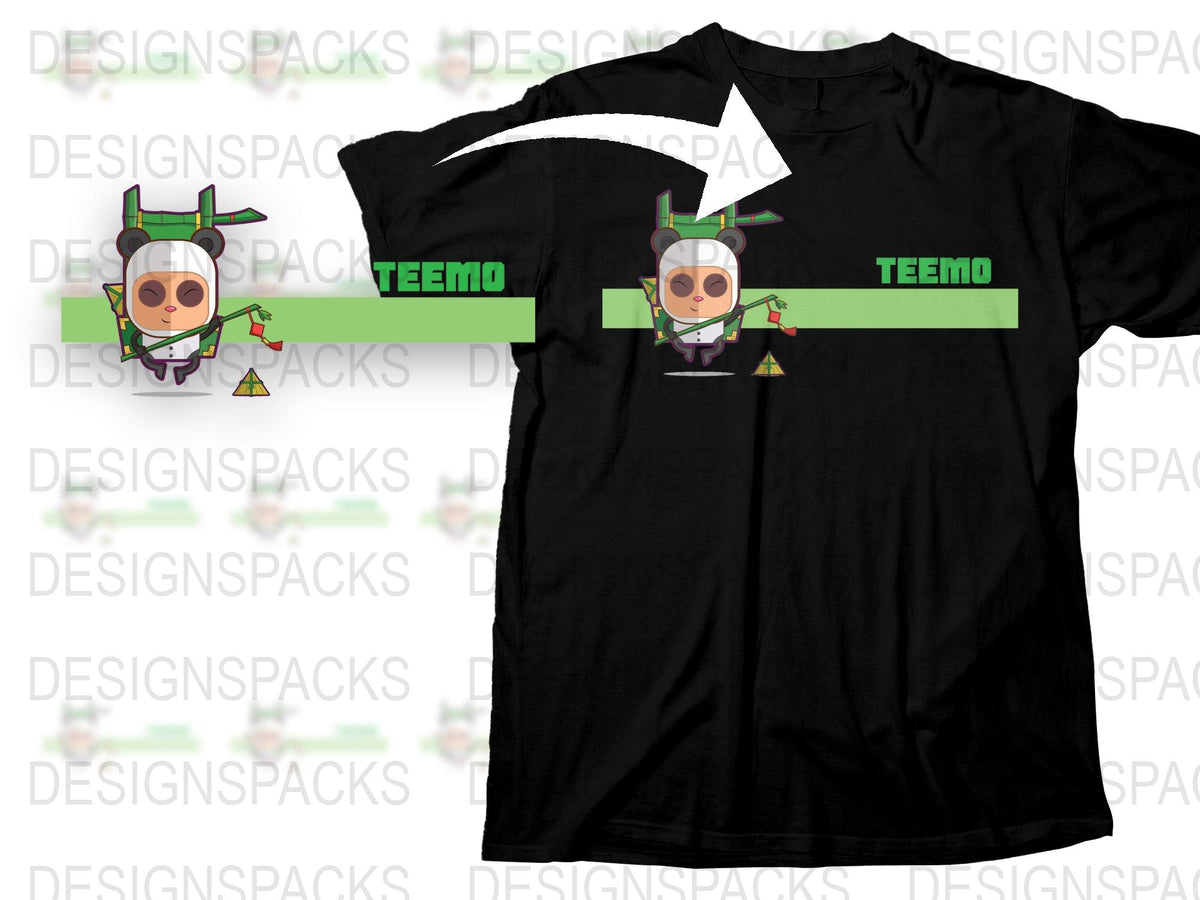League of Legends Teemo T-Shirt, Gamer Graphic Tee, Black Cotton Shirt, Unisex Gaming Apparel