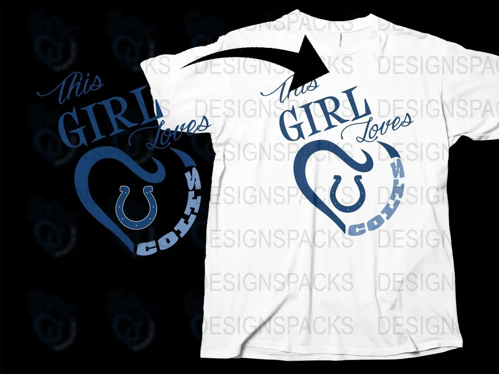 This Girl Loves Colts Football Fan T-Shirt, Indianapolis Theme Sports Tee, Women's White Graphic Shirt
