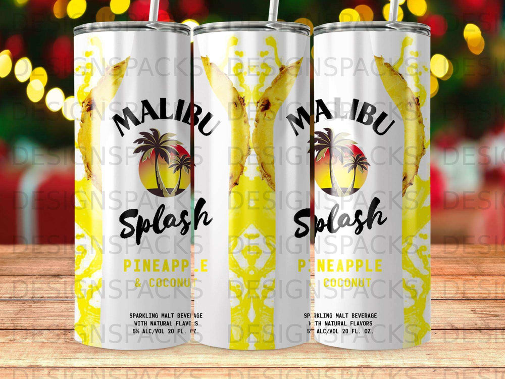 Malibu Splash Pineapple Coconut sparkling malt beverage can.