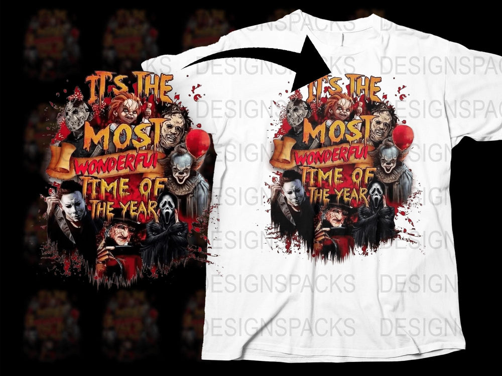Scary Clown Horror T-Shirt, It's The Most Wonderful Time, Halloween Graphic Tee, Unisex Horror Movie Fan Apparel