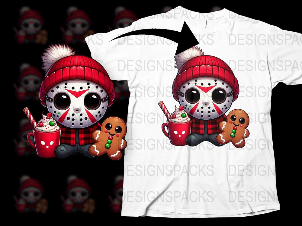 Winter Holiday Skull T-Shirt, Cute Skeleton with Gingerbread, Festive Christmas Tee, Unique Graphic Unisex Shirt