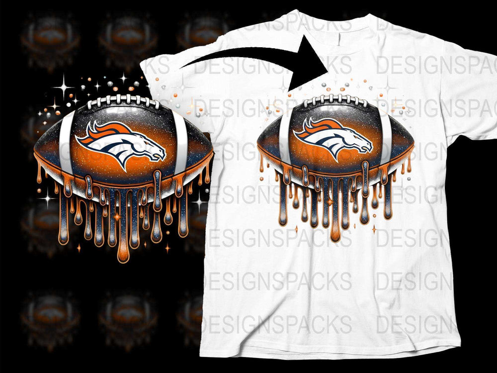 Denver Broncos Melting Logo T-Shirt, Unique Graphic Design Tee, Sports Fan Apparel, Gift Idea