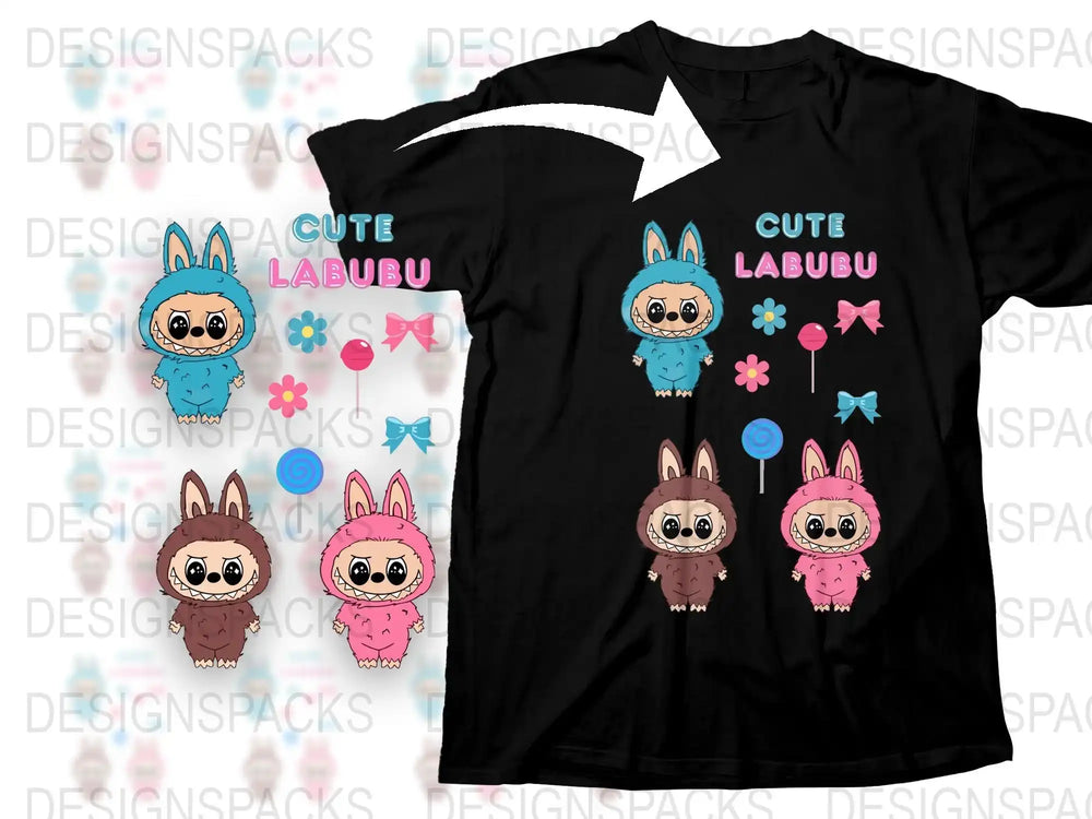 Cute Labubu T-Shirt, Kawaii Cartoon Characters Tee, Colorful Anime Style Shirt, Unisex Graphic Top