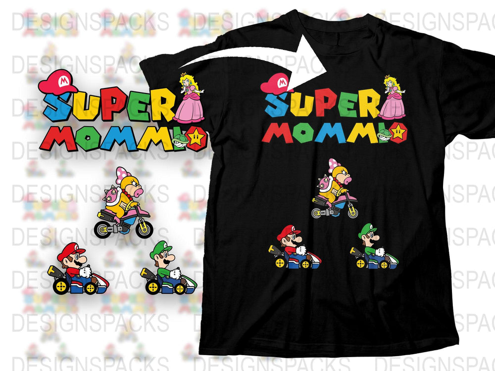 Super Mommy T-Shirt, Colorful Video Game Characters, Family Gaming Tee, Matching Outfit, Fun Mother's Day Gift