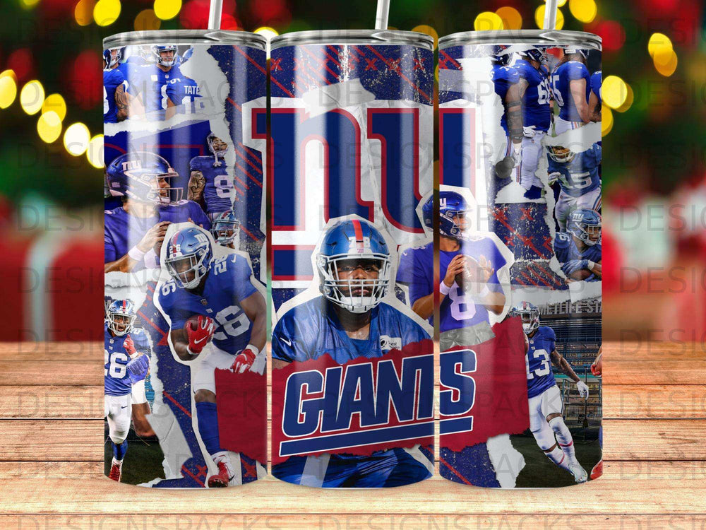 New York Giants football team design on a tumbler.