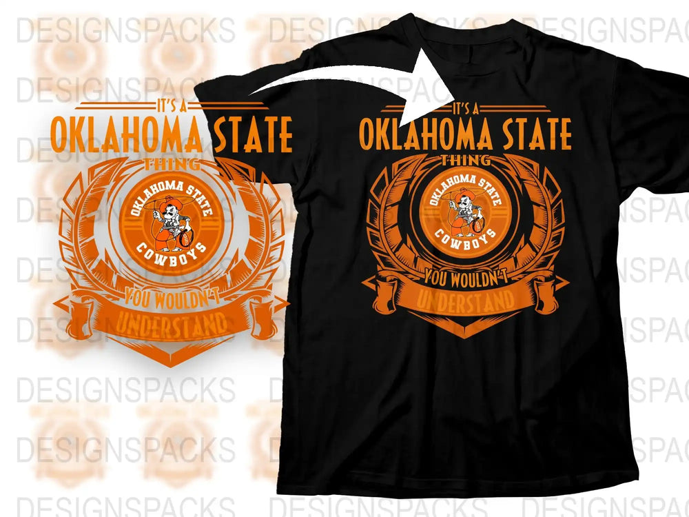 Oklahoma State Cowboys Black T-Shirt, College Fan Gear, Game Day Apparel, Orange Logo Graphic Tee