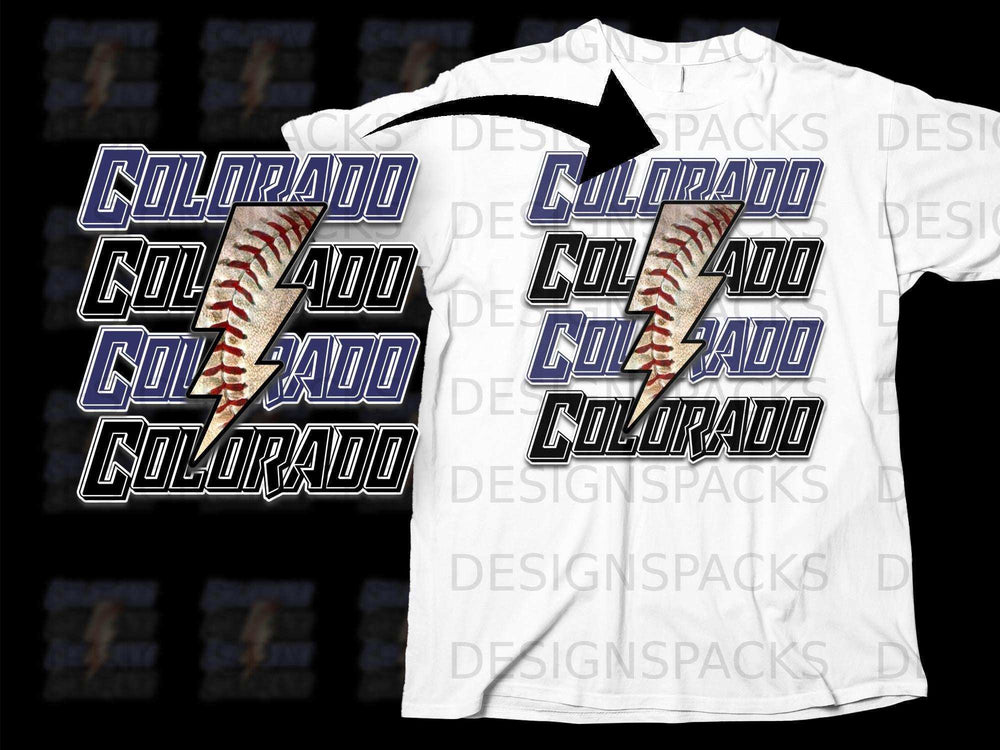 Colorado Baseball Lightning Bolt Graphic T-Shirt