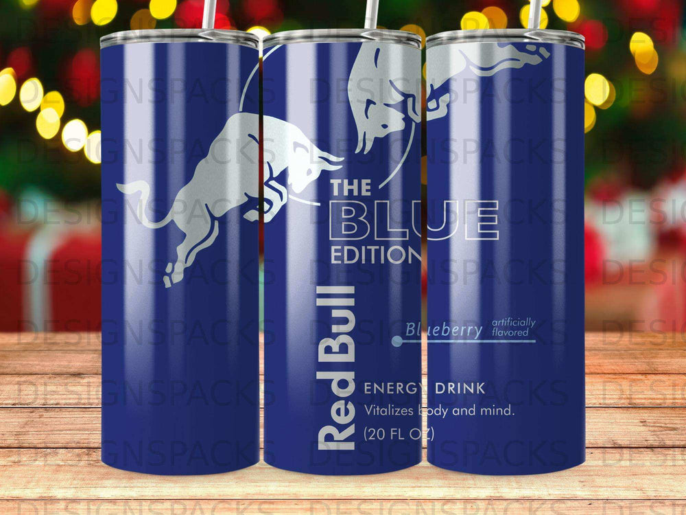 Red Bull Blue Edition energy drink can with blueberry flavor.