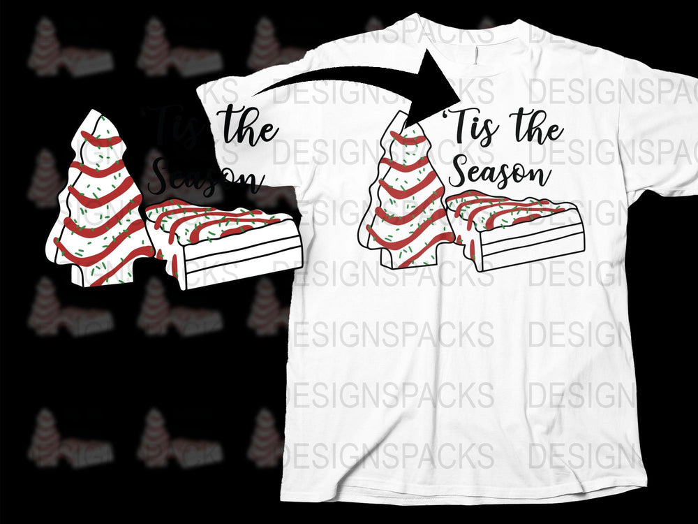 Christmas Tree Cake T-Shirt, Festive Holiday Apparel, Tis the Season Tee, Winter Fashion