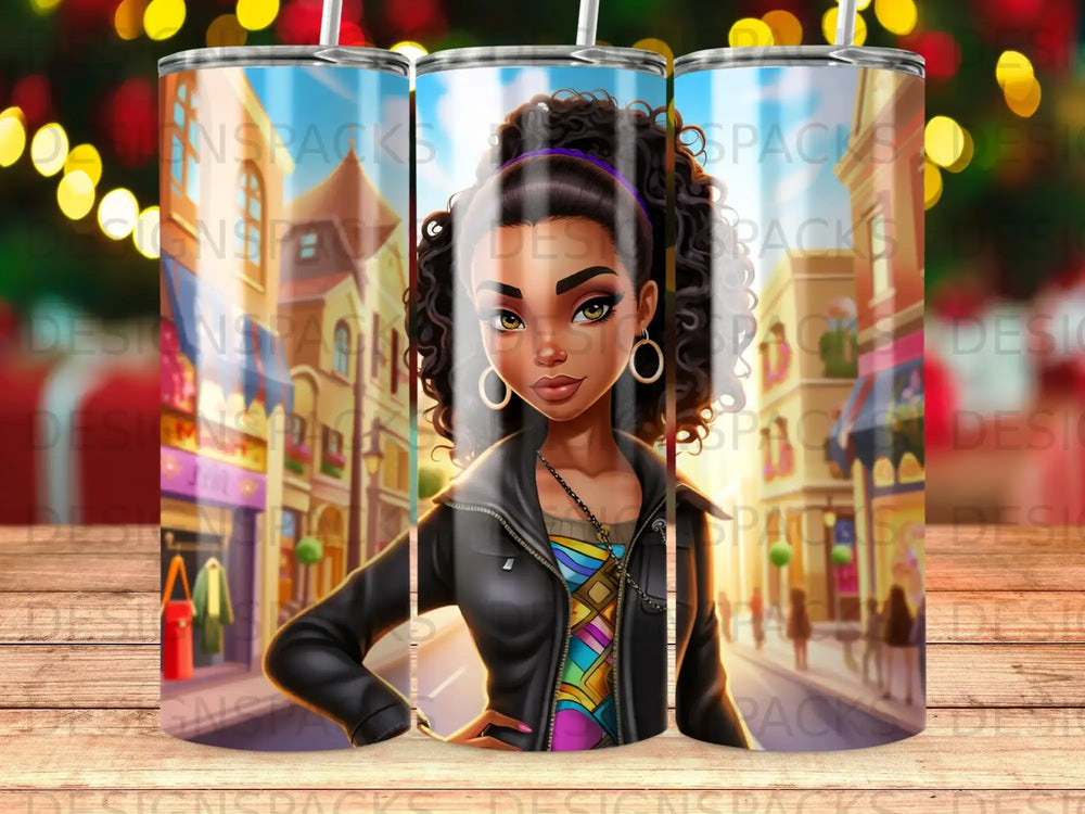 Confident City Stroll Tumbler Digital Wrap Design