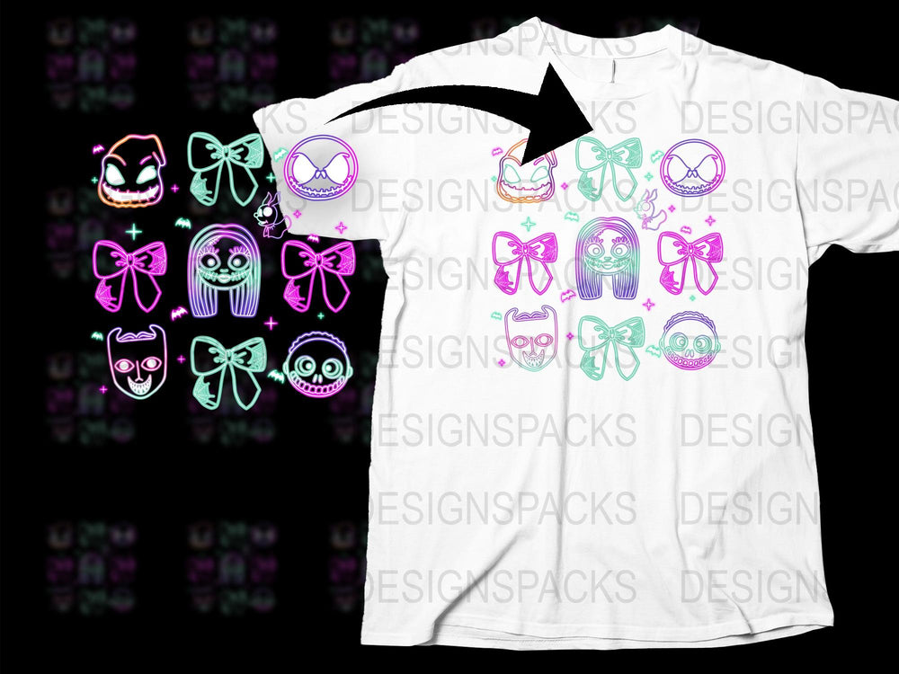Gothic Skull Bow T-Shirt, Trendy Emo Punk Graphic Tee, Unisex Black and Purple Skull Design Shirt