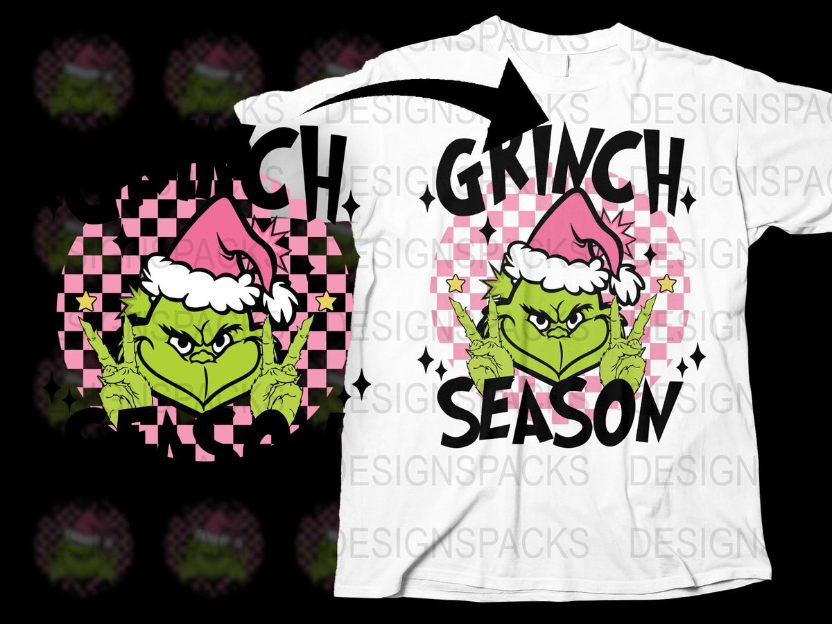 Grinch Season T-Shirt, Funny Christmas Tee, Holiday Santa Hat Graphic Shirt, Unisex Adult Clothing, Festive Xmas Apparel Gift