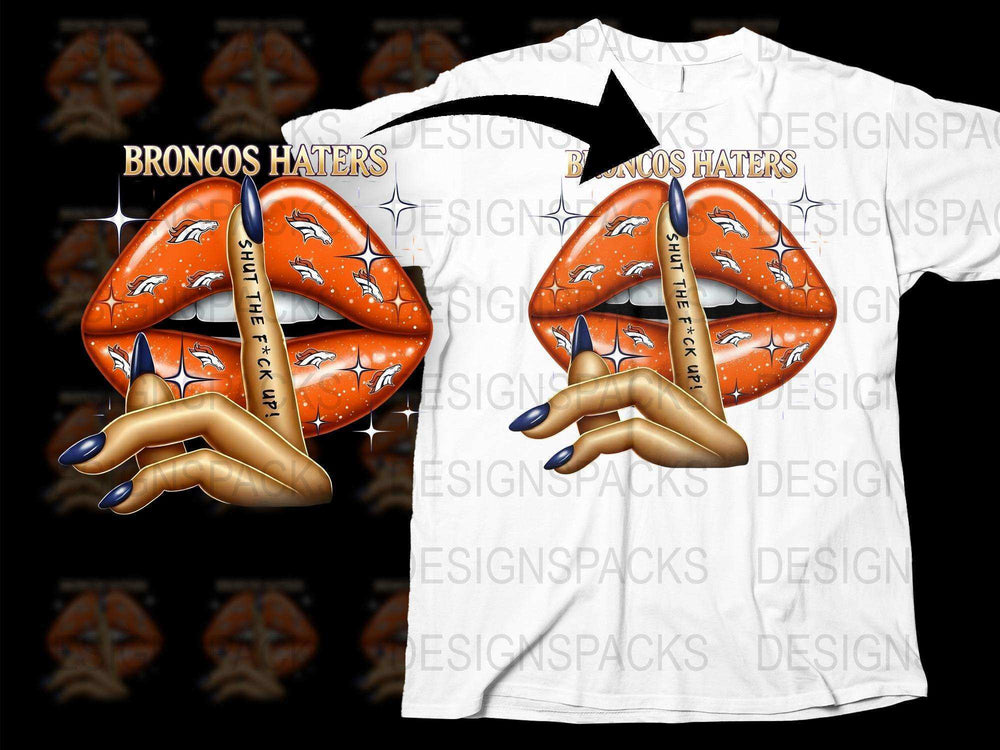 Broncos Haters T-Shirt Orange and Blue Pretzel Hands Graphic Tee Unisex Football Fan Shirt
