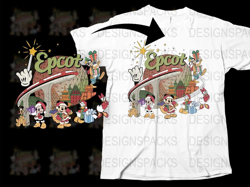 Vintage Epcot T-Shirt, Disney Character Print, Retro Mickey Mouse, Donald Duck, Goofy Graphic Tee