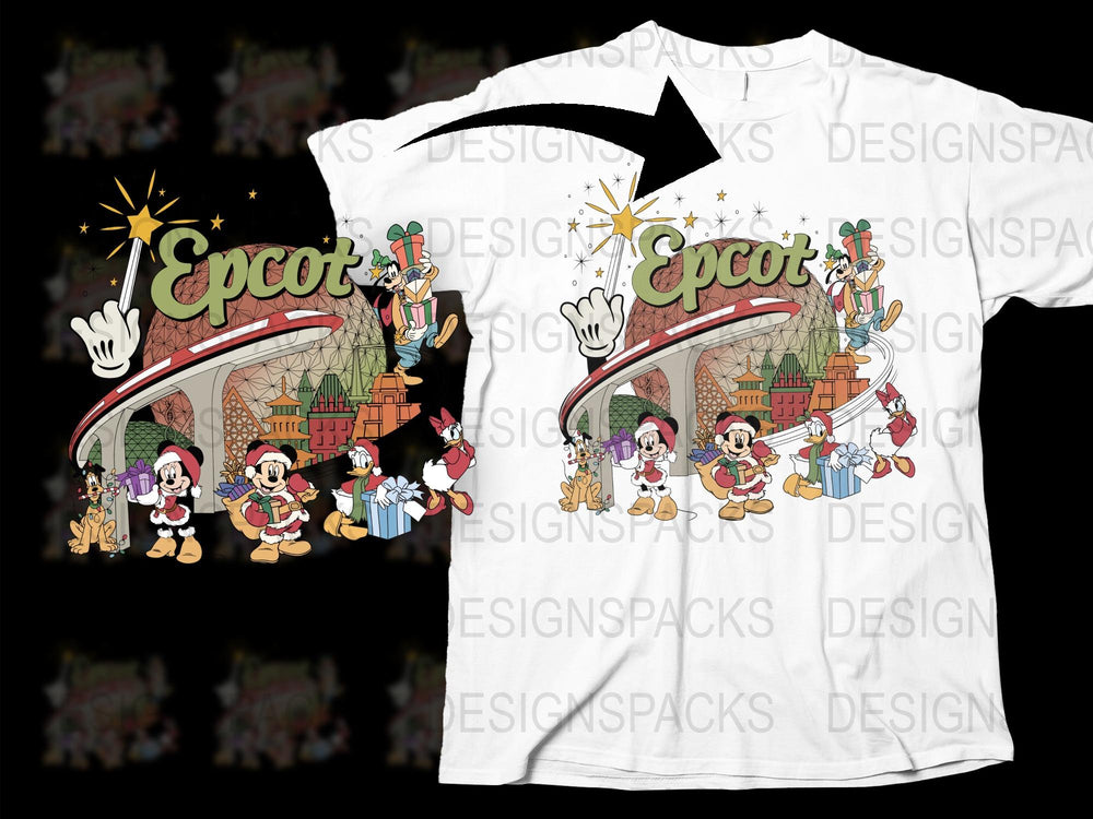 Vintage Epcot T-Shirt, Disney Character Print, Retro Mickey Mouse, Donald Duck, Goofy Graphic Tee