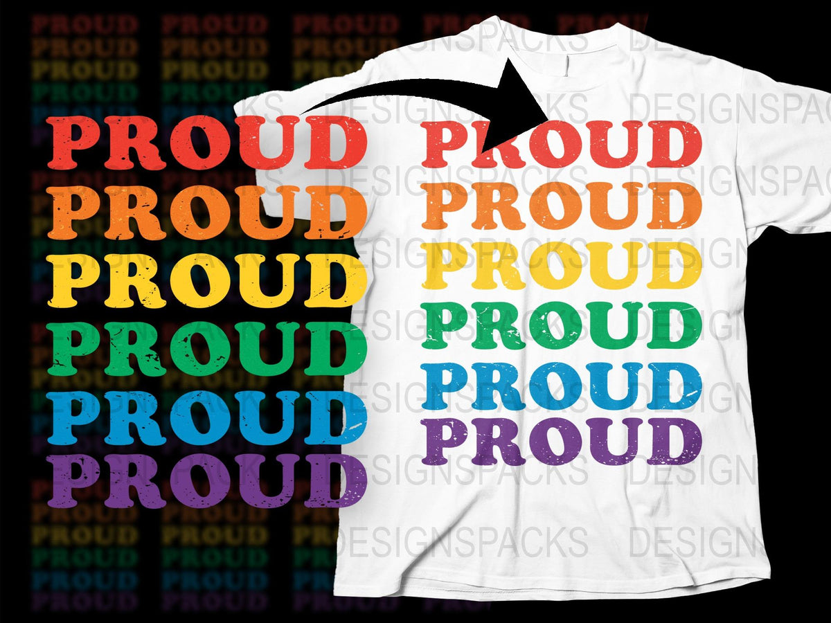 Colorful Proud Text T-Shirt, Rainbow LGBT Pride Month Unisex Tee, Casual Summer Fashion Top