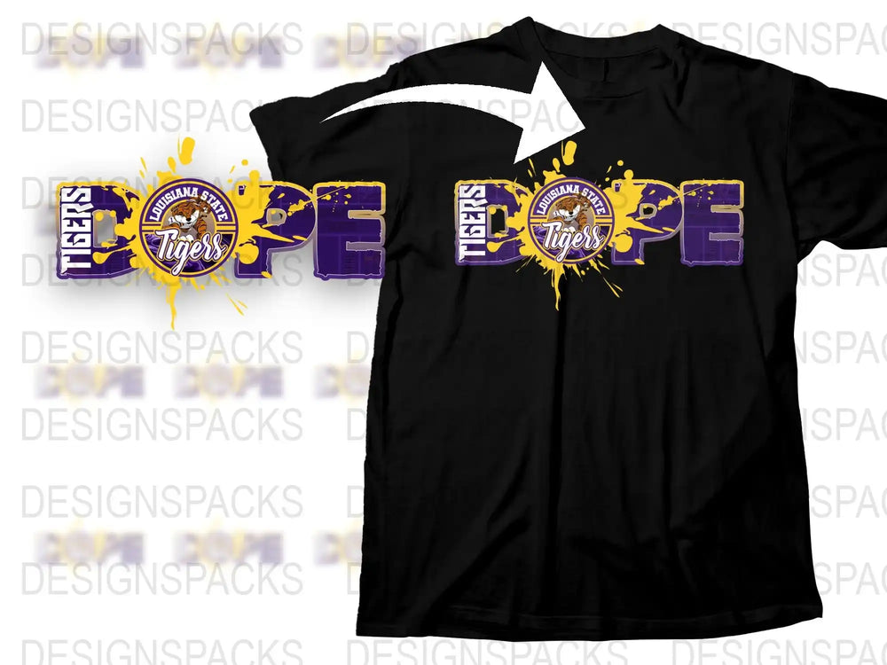 Custom LSU Tigers T-Shirt, Louisiana Sports Team Fan Gear, Purple and Gold Graphic Tee
