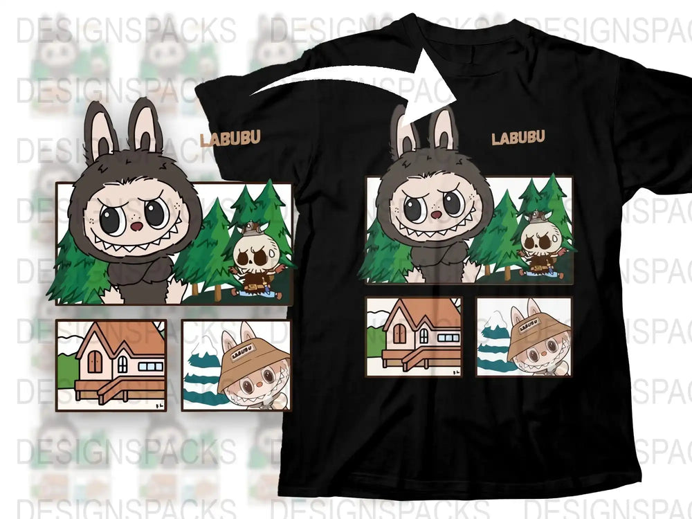 Cute Monster T-Shirt, Kids Cartoon Character Tee, Graphic Black Shirt, Unique Gift Idea