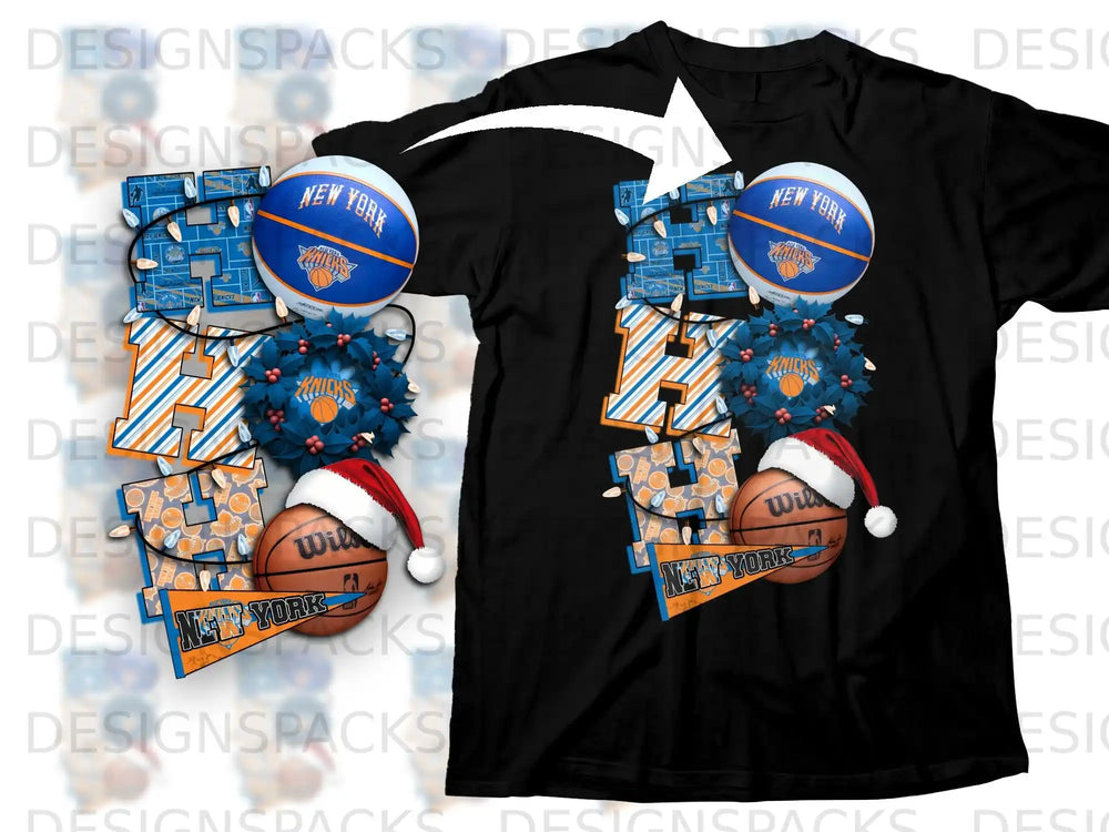 New York Knicks Basketball Holiday T-shirt for Fans