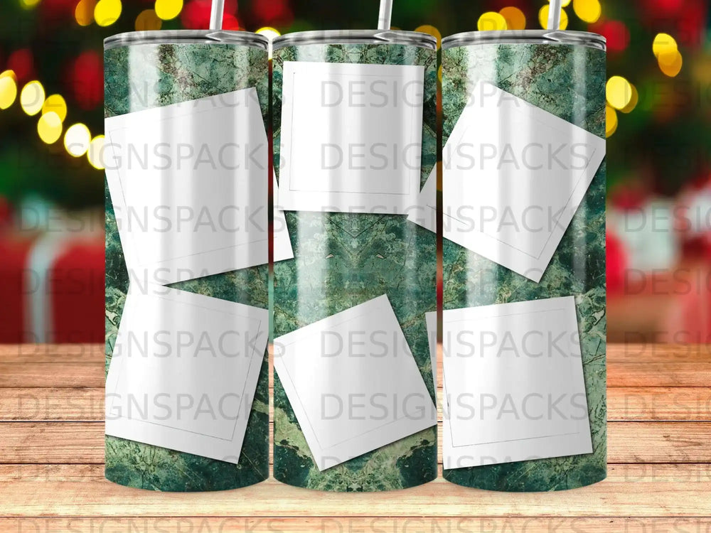 Green Marble Pattern Tumblers Customizable Square Labels product type