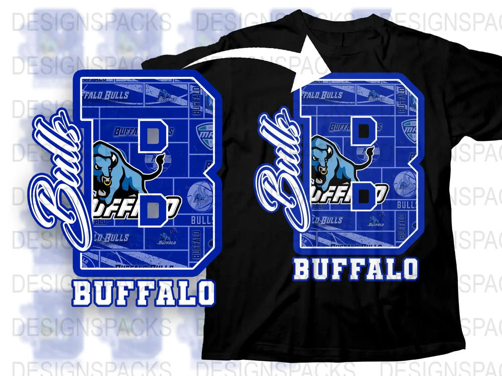 Buffalo Sports Team T-Shirt, Blue Graphic Tee, Paul Bulls Football Design, Fan Apparel