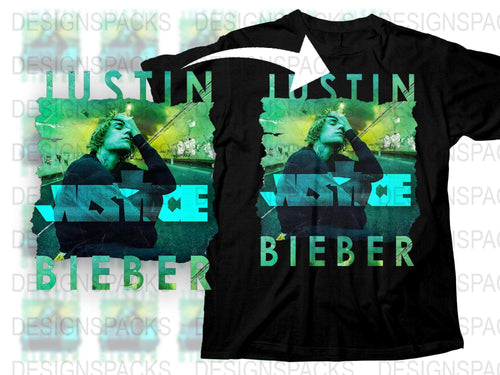Justin Bieber Inspired Graphic Tee, Modern Pop Art Style T-Shirt, Trendy Music Fan Apparel