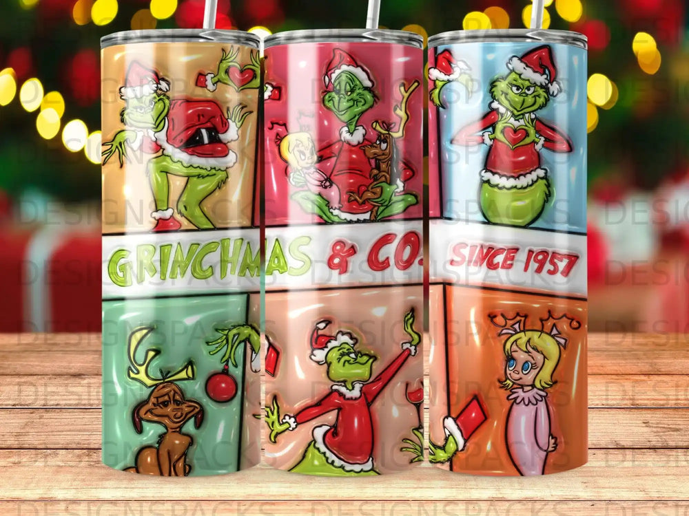 Grinch & Co. since 1957 pattern with Grinch characters and the Grinch's dog.