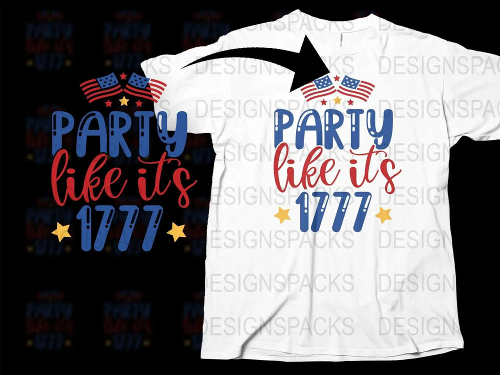 Patriotic T-Shirt Party Like It's 1776, Independence Day Shirt, July 4th Celebration Tee, American Flag Design