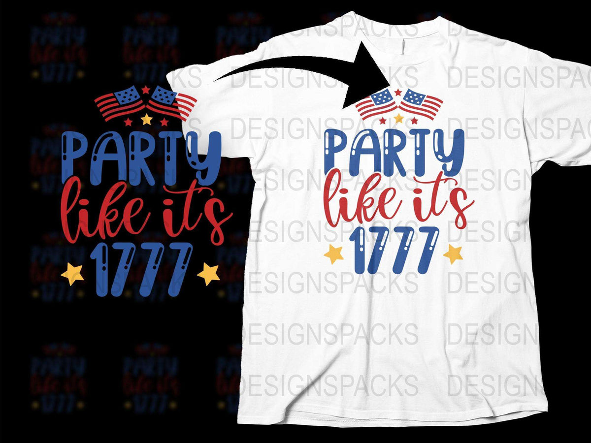 Patriotic T-Shirt Party Like It's 1776, Independence Day Shirt, July 4th Celebration Tee, American Flag Design