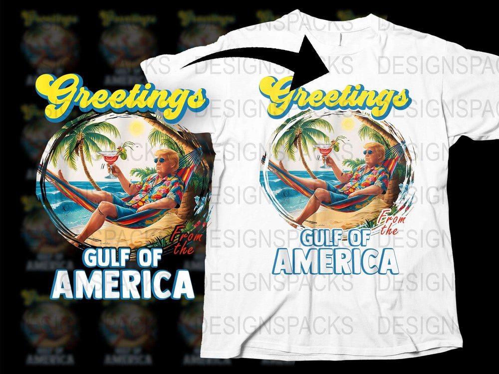 Tropical Beach T-Shirt, Relaxing Vacation Scene, Gulf of America, Colorful Summer Tee Design