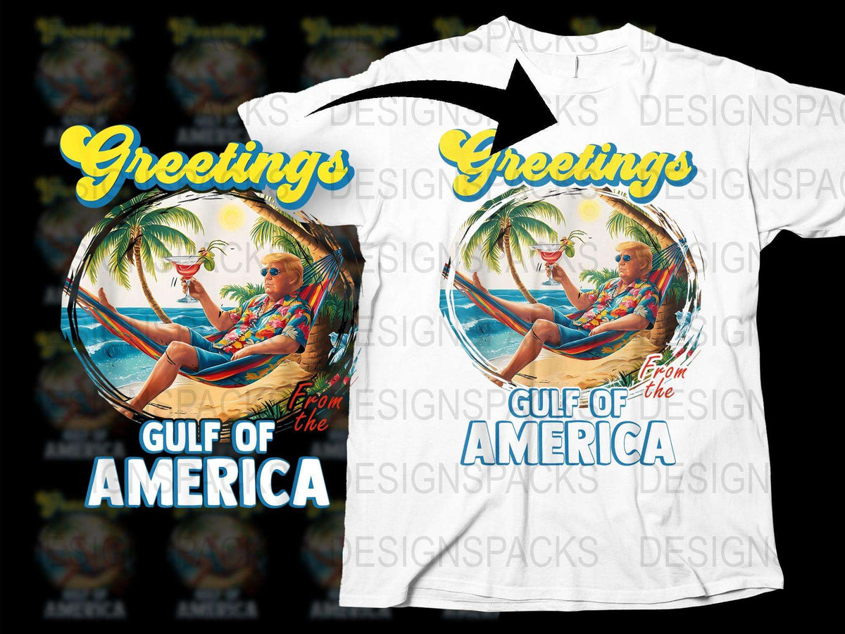 Tropical Beach T-Shirt, Relaxing Vacation Scene, Gulf of America, Colorful Summer Tee Design
