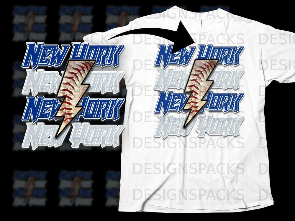 New York Lightning Bolt Baseball T-Shirt for Trendy Style